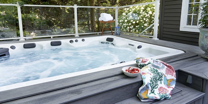 swim spa set into a deck