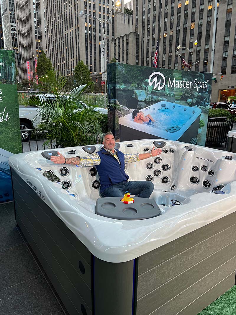 Skip Bedell in a Master Spas Hot Tub