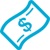 Blue icon of a dollar